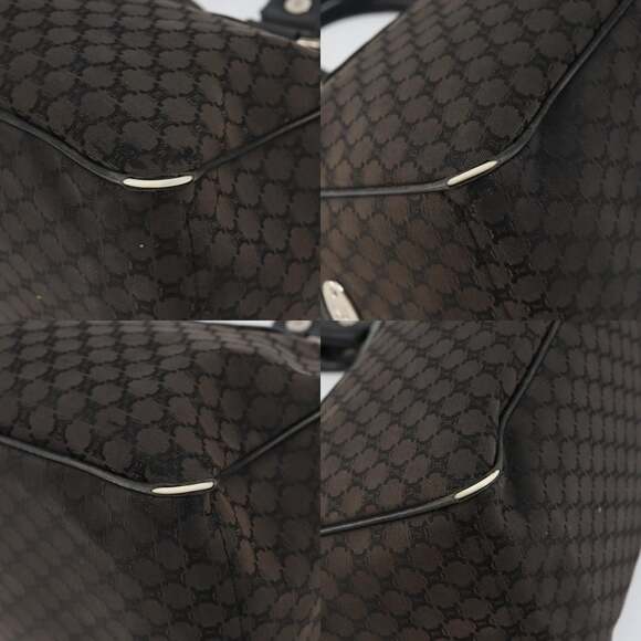 CELINE Macadam Canvas Boogie Hand Bag Dark Brown Black Silver - Picture 10 of 13